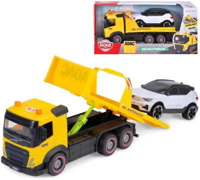 Dickie Set odtahový vůz Volvo FM na setrvačník + auto Volvo EX40