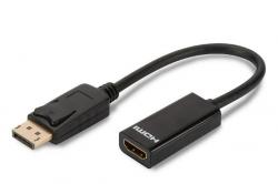 Digitus Adaptérový kabel DisplayPort, DP - HDMI typ A M / F, 0,15 m, s blokováním, kompatibilní s DP 1.1a, CE, bl Digitus Adaptérový kabel DisplayPort, DP - HDMI typ A M / F, 0,15 m, s blokováním, kompatibilní s DP 1.1a, CE, bl