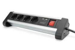 DIGITUS čtyřcestný kancelářský zásuvkový pásek s 2x USB porty DIGITUS čtyřcestný kancelářský zásuvkový pásek s 2x USB porty