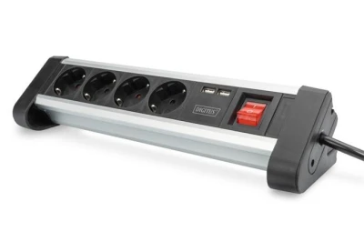 Digitus Čtyřcestný kancelářský zásuvkový pásek s 2x USB porty Digitus Čtyřcestný kancelářský zásuvkový pásek s 2x USB porty