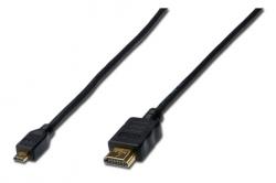 Digitus HDMI/D na HDMI/A připojovací kabel 2m, pozlacené kontakty Digitus HDMI/D na HDMI/A připojovací kabel 2m, pozlacené kontakty