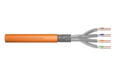 Digitus Instalační kabel CAT 7 S-FTP, 1200 MHz Dca (EN 50575), AWG 23/1, klubko 100 m, simplex, barva oranžová Digitus Instalační kabel CAT 7 S-FTP, 1200 MHz Dca (EN 50575), AWG 23/1, klubko 100 m, simplex, barva oranžová