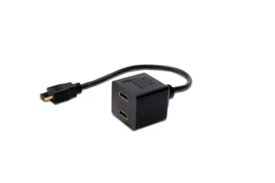 Digitus kabel HDMI Y-rozbočovač, HDMI TypeA - 2x HDMI Typ A, 0,2m, CU, AWG30, stíněný, M / F, UL, pozlacený, černý Digitus kabel HDMI Y-rozbočovač, HDMI TypeA - 2x HDMI Typ A, 0,2m, CU, AWG30, stíněný, M / F, UL, pozlacený, černý