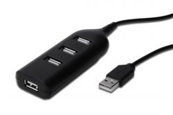 Digitus USB 2.0 hub, 4-porty, černý bez napájecího zdroje Digitus USB 2.0 hub, 4-porty, černý bez napájecího zdroje