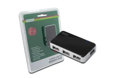 Digitus USB 2.0 hub, Vysokorychlostní rozbočovač 4-porty, černý, vč. napájecího zdroje Digitus USB 2.0 hub, Vysokorychlostní rozbočovač 4-porty, černý, vč. napájecího zdroje