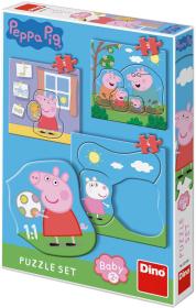 Dino Baby puzzle 12 dílků Peppa Pig Rodina 18x18cm skládačka 3v1 velké dílky Dino Baby puzzle 12 dílků Peppa Pig Rodina 18x18cm skládačka 3v1 velké dílky