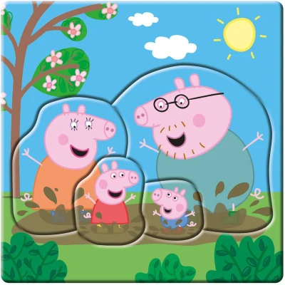 Dino Baby puzzle 12 dílků Peppa Pig Rodina 18x18cm skládačka 3v1 velké dílky