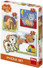 Dino Baby puzzle 12 dílků Zvířátka 18x18cm skládačka 3v1 velké dílky