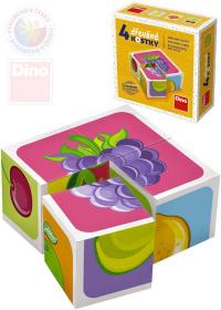 Dino DŘEVO Baby kubus set 4ks Ovoce obrázkové kostky pro miminko Dino DŘEVO Baby kubus set 4ks Ovoce obrázkové kostky pro miminko