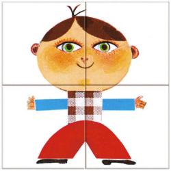 Dino DŘEVO Baby kubus set 4ks Zvířátka a děti obrázkové kostky pro miminko