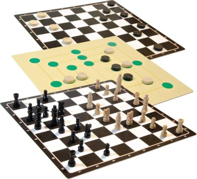 Dino DREVO Hra Šachy, Dáma, Mlyn 3v1 (spoločenská hra)