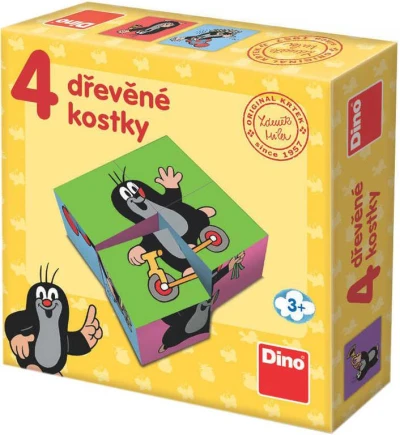 Dino DŘEVO Kostky obrázkové Krtek (Krteček) 4ks kubus (dřevěná hračka) Dino DŘEVO Kostky obrázkové Krtek (Krteček) 4ks kubus (dřevěná hračka)