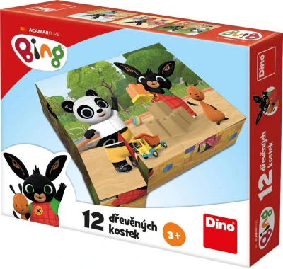 Dino DŘEVO Kubus Bing obrázkové kostky 12ks (dřevěná hračka)