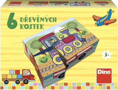 Dino DŘEVO Kubus Dopravní prostředky obrázkové kostky set 6ks