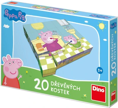 Dino DŘEVO Kubus Peppa Pig Veselý den obrázkové kostky set 20ks Dino DŘEVO Kubus Peppa Pig Veselý den obrázkové kostky set 20ks
