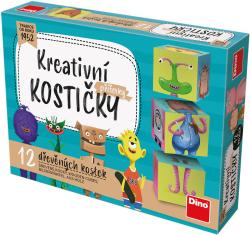 Dino DŘEVO Kubus příšerky kreativní obrázkové kostky set 12ks