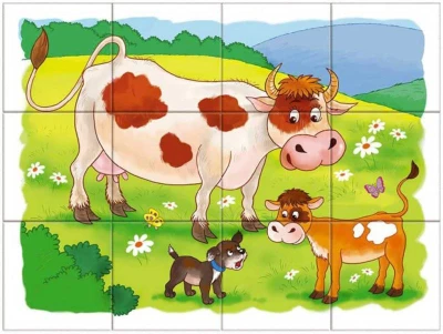 Dino DŘEVO Kubus set 12ks Na farmě obrázkové kostky