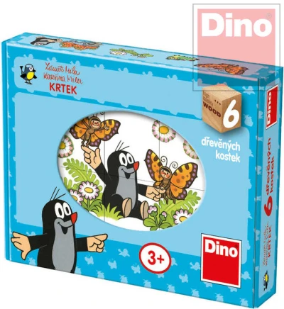 Dino DŘEVO Kubus set 6ks kostky Krtek (Krteček) v krabici Dino DŘEVO Kubus set 6ks kostky Krtek (Krteček) v krabici