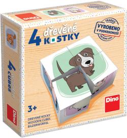 Dino DŘEVO Kubus zvířátka obrázkové kostky set 4ks (dřevěná hračka)