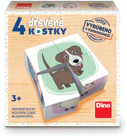 Dino DŘEVO Kubus zvířátka obrázkové kostky set 4ks (dřevěná hračka)
