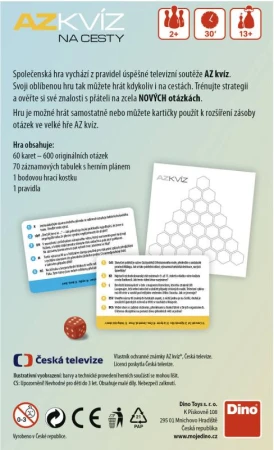 Dino Hra AZ KVÍZ Na cesty Nové otázky 600 otázok (spoločenská hra)