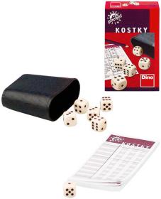 Dino Hra Kostky cestovní set 6ks s kelímkem a bločkem (společenská hra)
