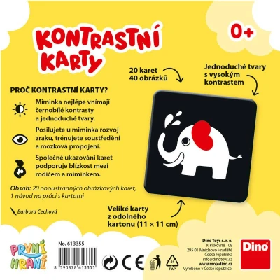 Dino HRA První hraní: Kontrastní karty 20ks 11x11cm pro miminko