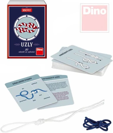Dino Hra Uzly 50 návodů na vázání uzlů set s provázky v krabičce Dino Hra Uzly 50 návodů na vázání uzlů set s provázky v krabičce