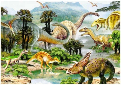 Dino Puzzle 100 dielikov XL Život dinosaurov 47x33cm skladačka v krabici