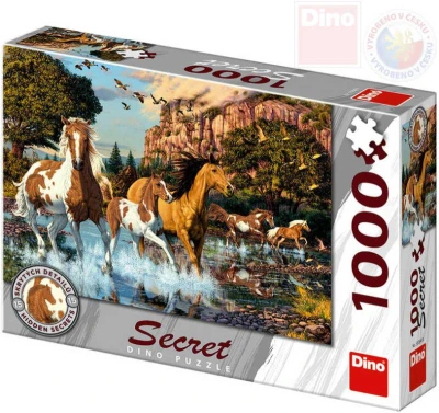 Dino Puzzle 1000 dílků Koně skrytá tajemství 66x47cm skládačka v krabici