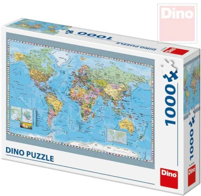 Dino Puzzle 1000 dielikov Politická mapa sveta 66x47cm skladačka v krabici Dino Puzzle 1000 dielikov Politická mapa sveta 66x47cm skladačka v krabici