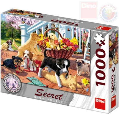 Dino Puzzle 1000 dílků Štěňata skrytá tajemství 66x47cm skládačka v krabici