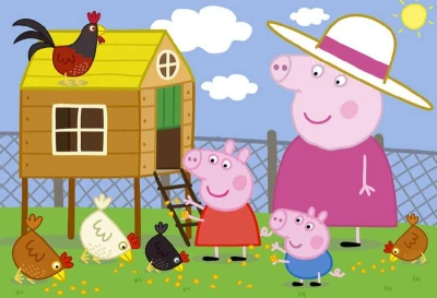 Dino Puzzle 24 dílků Peppa Pig Slepičky 26x18cm skládačka v krabici