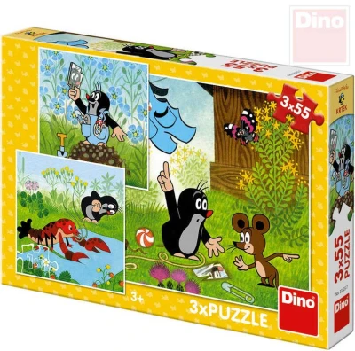 Dino Puzzle 3x55 dílků Krtek a kalhotky (Krteček) 18x18cm skládačka 3v1 Dino Puzzle 3x55 dílků Krtek a kalhotky (Krteček) 18x18cm skládačka 3v1