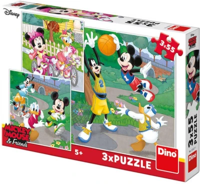 Dino Puzzle 3x55 dielikov Mickey a Minnie športovci 18x18cm skladačka 3v1 Dino Puzzle 3x55 dielikov Mickey a Minnie športovci 18x18cm skladačka 3v1