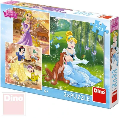 Dino Puzzle 3x55 dílků Princezny 18x18cm skládačka 3v1 v krabici Dino Puzzle 3x55 dílků Princezny 18x18cm skládačka 3v1 v krabici