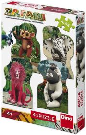 Dino Puzzle 4x54 dílků Zafari: Zoomba a kamarádi 13x19cm skládačka 4v1