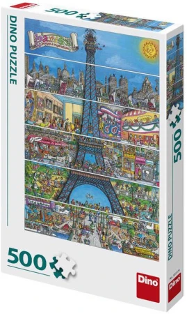 Dino Puzzle 500 dílků Paříž Eiffelova věž kreslená 33x47cm skládačka v krabici