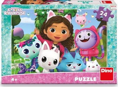 Dino Puzzle Gábi na zahradě (Gabbys Dollhouse) 26x18cm skládačka 24 dílků