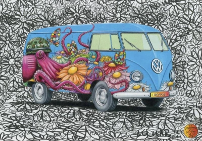Dino Puzzle Hippies VW 47x33cm skládačka 500 dílků v krabici