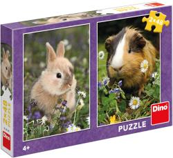 Dino Puzzle Králíček a morče 18x26cm skládačka 2x48 dílků