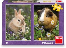 Dino Puzzle Králíček a morče 18x26cm skládačka 2x48 dílků
