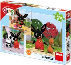 Dino Puzzle Králíček Bing si hraje 3x55 dílků 18x18cm skládačka