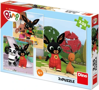 Dino Puzzle Králíček Bing si hraje 3x55 dílků 18x18cm skládačka Dino Puzzle Králíček Bing si hraje 3x55 dílků 18x18cm skládačka