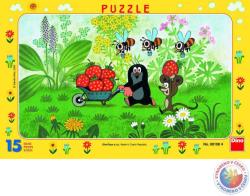 Dino PUZZLE Krtek a jahody (Krteček) 25x15cm skládačka na desce 15 dílků Dino PUZZLE Krtek a jahody (Krteček) 25x15cm skládačka na desce 15 dílků