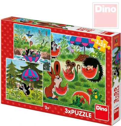 Dino Puzzle Krtek a paraplíčko (Krteček) 18x18cm 3v1 skládačka 3x55 dílků Dino Puzzle Krtek a paraplíčko (Krteček) 18x18cm 3v1 skládačka 3x55 dílků