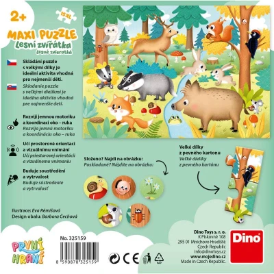 Dino Puzzle maxi baby První hraní Lesní zvířátka 47x33cm 15 dílků XL