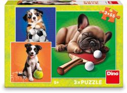 Dino Puzzle Psí sportovci 3x55 dílků 18x18cm skládačka