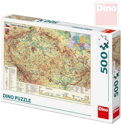Dino Puzzle skládačka Mapa české republiky ČR 500 dílků 47x33cm Dino Puzzle skládačka Mapa české republiky ČR 500 dílků 47x33cm