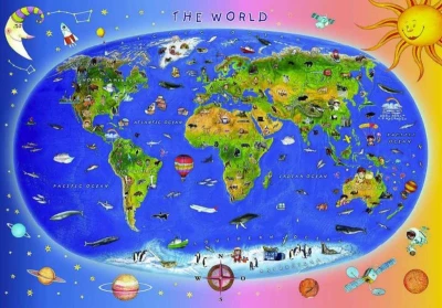 Dino Puzzle XL 300 dílků Mapa světa dětská 47x33cm skládačka v krabici